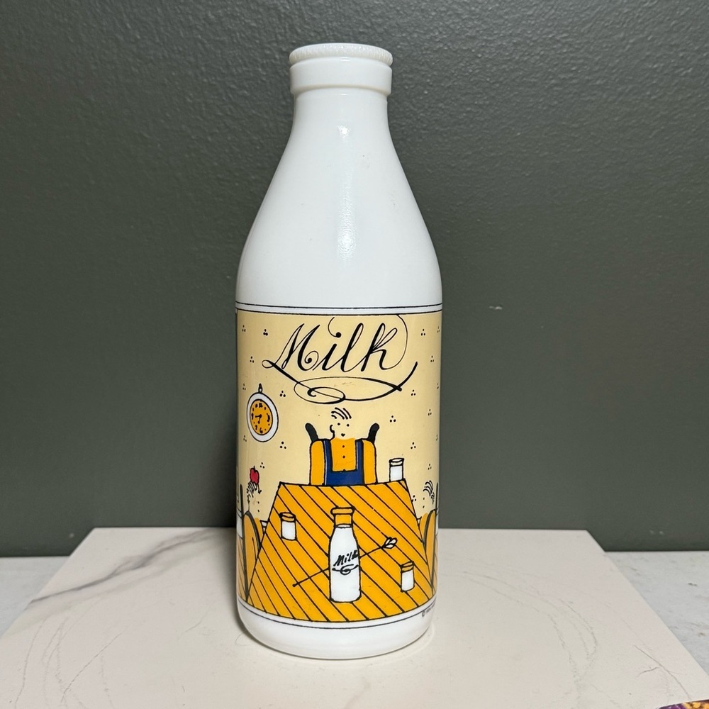 White Milk Bottle with Yellow Label